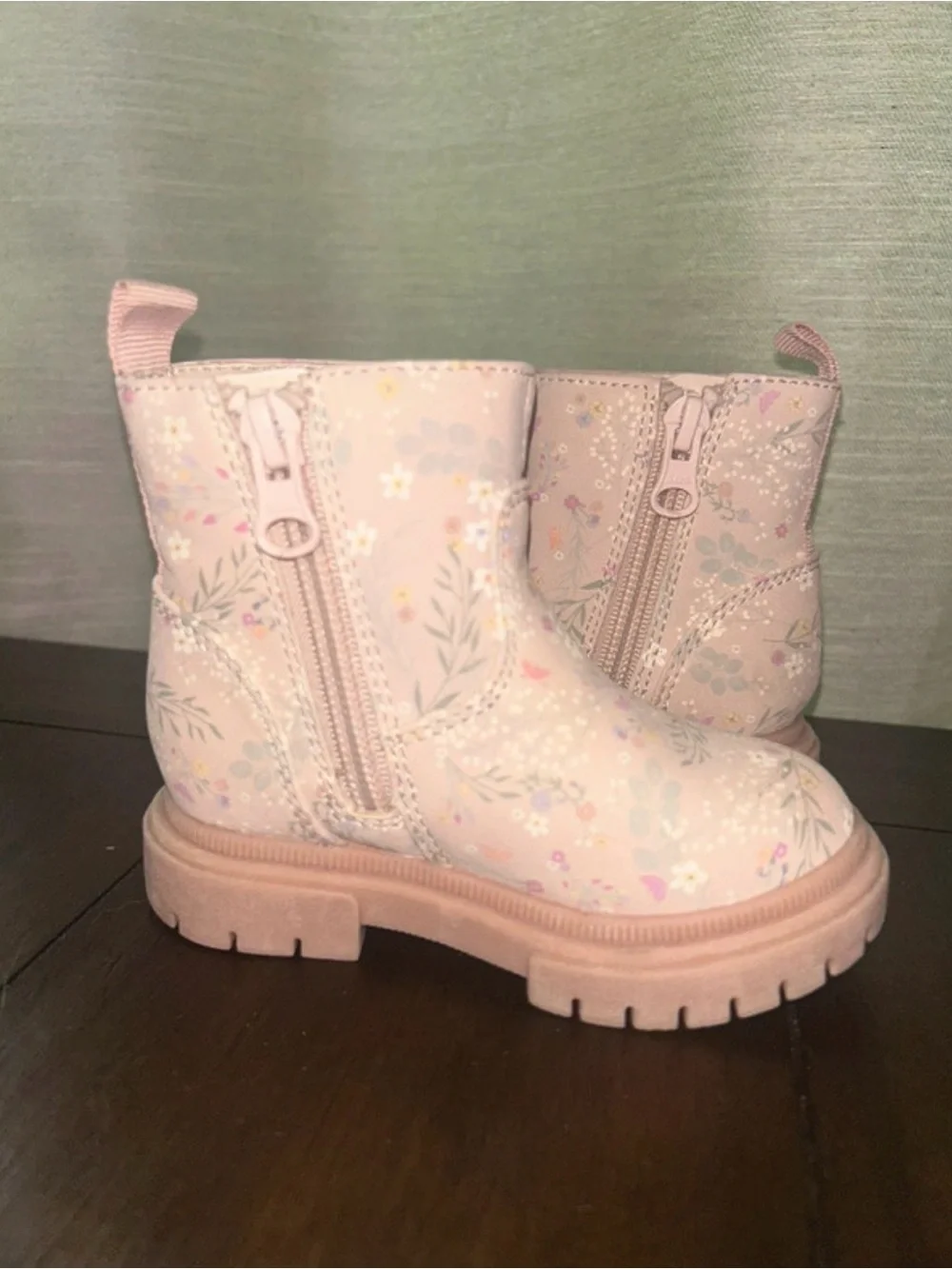 Cat & Jack Light Pink Floral Girls' Pull-On Boots